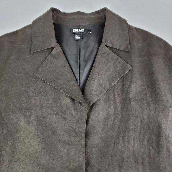DKNY Donna Karan Y2K 100% Linen Boxy Oversize Top/Blazer - Picture 5 of 9